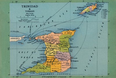 Mapa de Trinidad e Tobago, c1940s. de Unbekannt