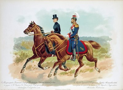 O czar Nicolau II da Rússia, no uniforme do regimento Uhlan, guarda de Sua Majestade, 1896 de Unbekannt