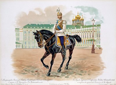 O czar Nicolau II da Rússia, de uniforme do Regimento da Guarda de Majestys Life Cuirassiers, 1896 de Unbekannt