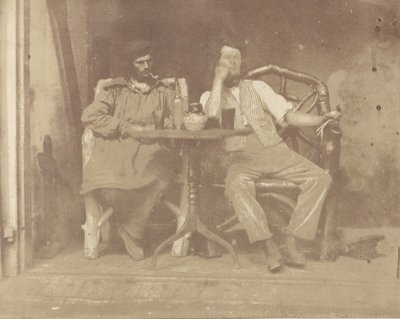 Dois homens sentados em uma mesa, década de 1850. de Unbekannt