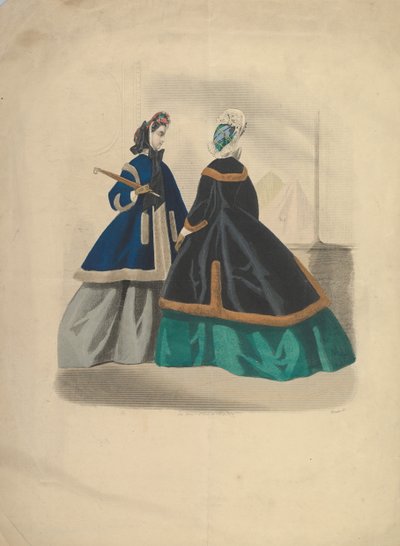 Duas mulheres vestindo casacos, 1863-64. de Unbekannt