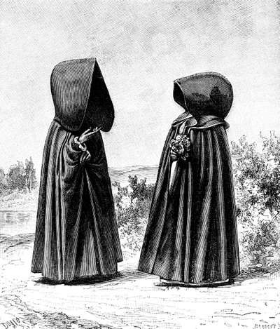 Duas mulheres encapuzadas do Faial, Portugal, e San Miguel, Espanha, c1900s de Unbekannt