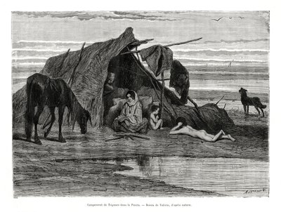 Tziganes acampando em Puszta, 1886 de Unbekannt