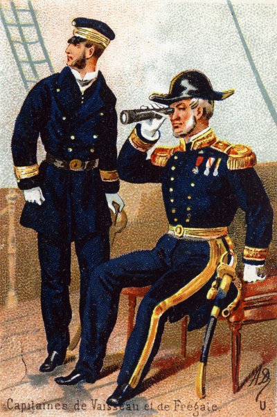 U: Capitão navios e fragata. Gravação em "Alfabeto Militar" . As iniciais do ilustrador: A. D. Editora desconhecida. Cromolitógrafos do final do século XIX. Dim: 10,5x7cm . de Unbekannt
