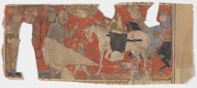 Cena não identificada e fragmento de texto de um Livro de Reis de Shahnama, ca. 1330-40. de Unbekannt