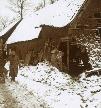 Estação veterinária para cavalos, Calonne, norte da França, c1914-c1918 de Unbekannt