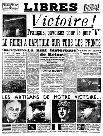 Vitória !, primeira página do jornal Libres, 9 de maio de 1945 de Unbekannt