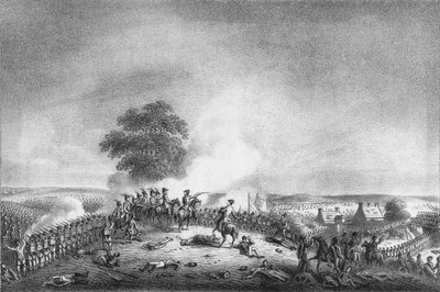 Vista do Mont St. Jean da batalha de Waterloo ... 1815, c1816. de Unbekannt