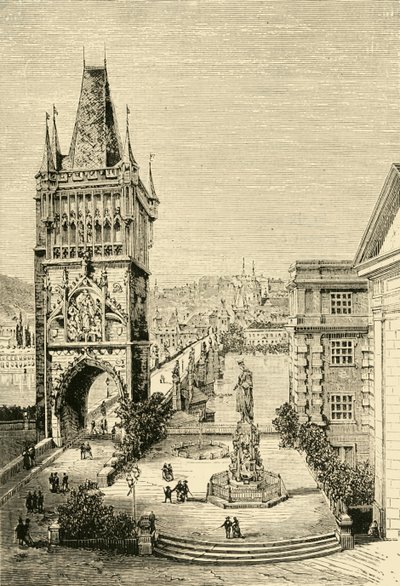 Vista em Praga - a torre da ponte, 1890. de Unbekannt