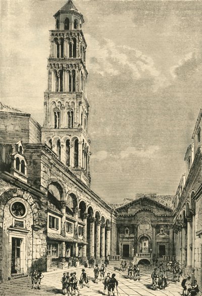 Vista em Spalatro, mostrando o Campanile e o peristilo do Palácio de Diocleciano, 1890. de Unbekannt
