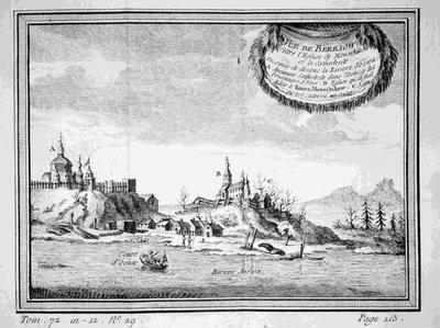 Vista de Beryozovo a partir do rio Sosva, década de 1770 de Unbekannt