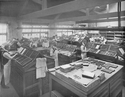 Vista da sala de composição, 1919 de Unbekannt