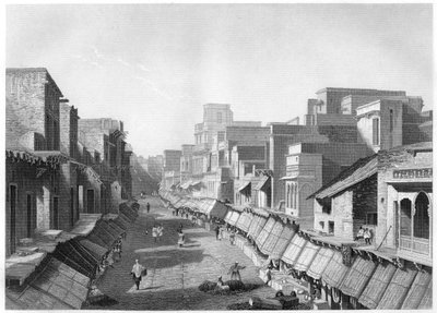 Vista da rua principal, Agra, c1860 de Unbekannt