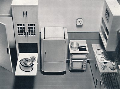 Vista de uma cozinha, projetada por HMV Household Appliances, 1938 de Unbekannt