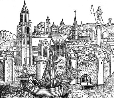 Vista da cidade fortificada, 1493 de Unbekannt