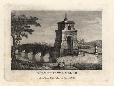Vista da Ponte Milviana ou Ponte Mulviana, Ponte Molle, Roma de Unbekannt