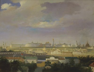 Vista do Kremlin de Moscou a partir da Praça Bolotnaya Marsh, em meados do século XIX. de Unbekannt