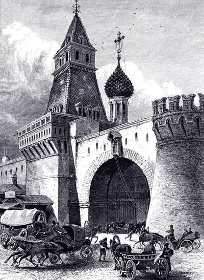Vista da torre e do arsenal de Nikolskaya em Moscou, ca 1860 de Unbekannt