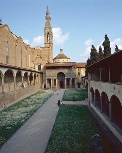 Vista da Capela Pazzi, da fachada e do Campanile (foto) de Unbekannt