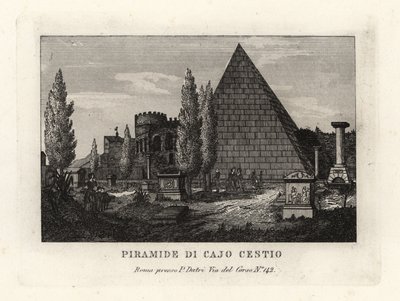 Vista da Pirâmide de Cestius, Piramide di Cajo Cestio, Roma de Unbekannt