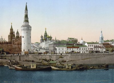 Vista da encosta do St Basils, vista do rio Moskva, Moscou, Rússia, c1890-c1905 de Unbekannt