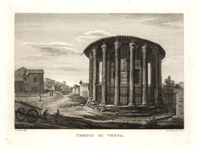 Vista do Templo de Vesta, Templo de Vesta, Roma de Unbekannt