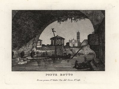 Vista da Ponte Rotto quebrada, Pons Aemilius, no rio Tiber, Roma de Unbekannt
