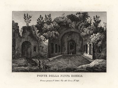 Vista da nascente da ninfa Egeria, Egeria nympheum, Ninfeo d