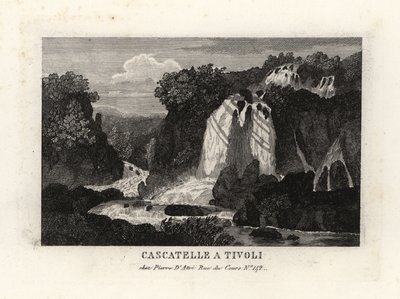 Vista das cachoeiras de Tivoli, Itália, Cascatelle a Tivoli de Unbekannt