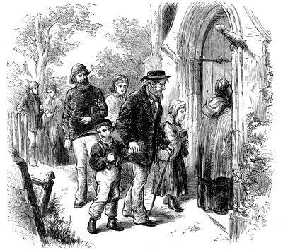 Aldeões indo à igreja no domingo, Londres, 1872 de Unbekannt