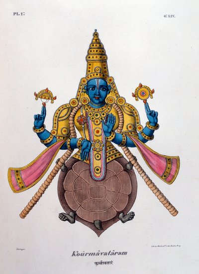 Vishnu, um dos deuses da trindade hindu trimurti, 1828 de Unbekannt