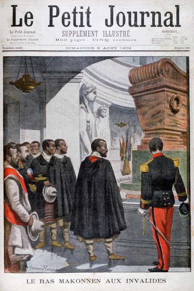 Visita de Ras Makonnen a Les Invalides em Paris, 1902 de Unbekannt