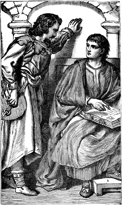 Waldenses missionarytroubador mostrando sua Bíblia vernacular, c1170 de Unbekannt