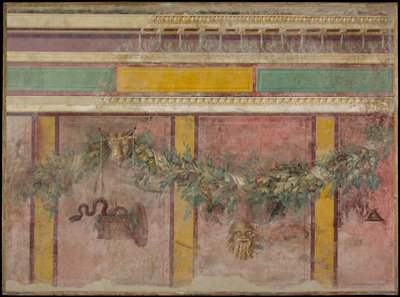 Pintura de parede da parede oeste da Sala L da Villa de P. Fannius Synistor ..., ca.50-40 aC de Unbekannt