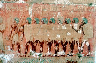 Pintura de parede de soldados egípcios na expedição, Templo da Rainha Hatshepsut, Luxor, c1470 aC de Unbekannt