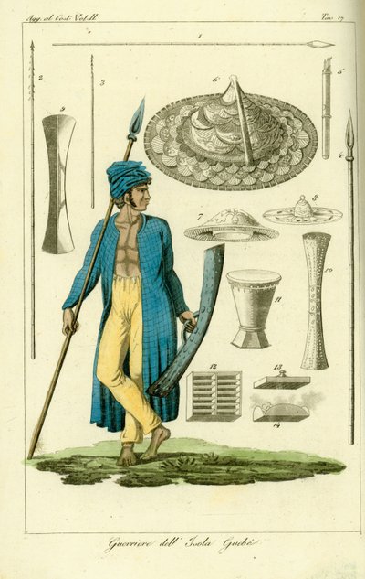 Guerreiro da ilha de Guebe, Ilhas Maluku, Indonésia de Unbekannt