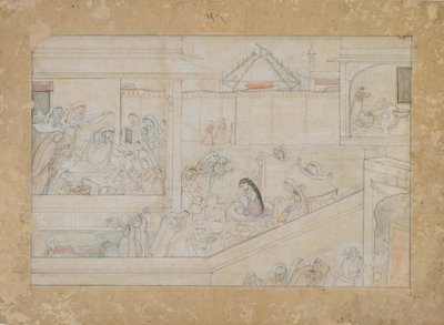 Preparativos para o casamento: fólio de uma série Nala-Damayanti, 1775-1800. de Unbekannt