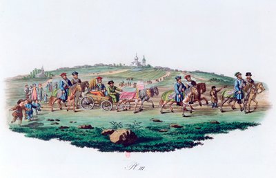 Procissão do casamento, Rússia, 1820 de Unbekannt