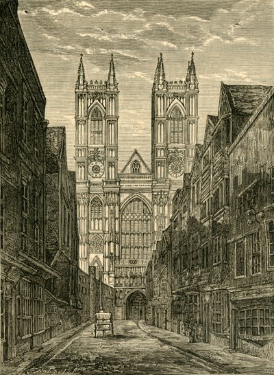 Frente oeste da Abadia de Westminster, da Tothill Street, 1881. de Unbekannt