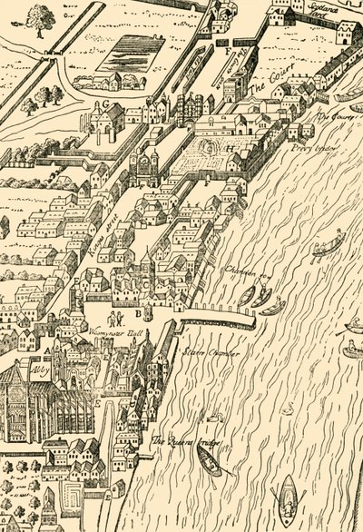 Whitehall e Westminster. Do mapa de Aggas, 1881. de Unbekannt