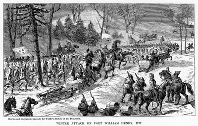 Ataque de inverno em Fort William Henry, estado de Nova York, 1757, c1877 de Unbekannt