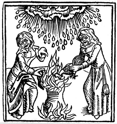 Bruxas lançando um feitiço para trazer chuva, 1489 de Unbekannt
