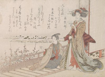 Mulher e jovem em uma varanda, 1806. de Unbekannt