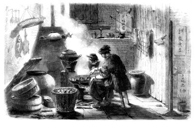 Mulher preparando bolos para o ano novo chinês, 1861 de Unbekannt