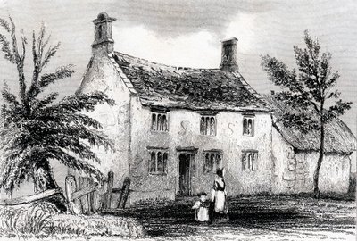 Woolsthorpe Manor, perto de Grantham, Lincolnshire, local de nascimento de Sir Isaac Newton, 1840 de Unbekannt