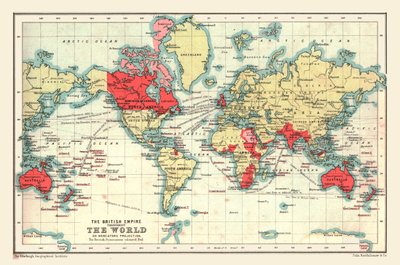 Mapa-múndi mostrando o Império Britânico, 1902. de Unbekannt