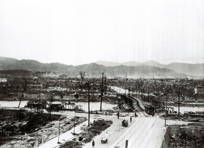 Segunda Guerra Mundial: ruínas de Hiroshima após o bombardeio atómico, 6 de Agosto de Unbekannt
