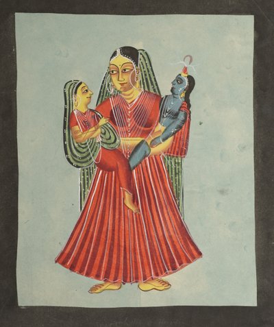 Yasoda segurando Krishna e Radha, de 1800. de Unbekannt