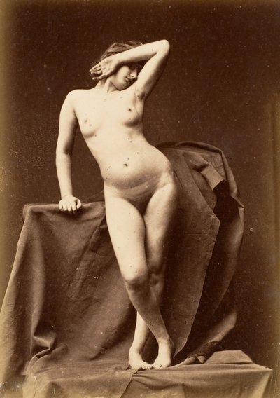 [Jovem Mulher, Nua, Da Frente com a Mão na Cara], 1860s. de Unbekannt