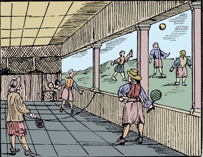 Homens jovens jogando uma forma de tênis, século XVI de Unbekannt